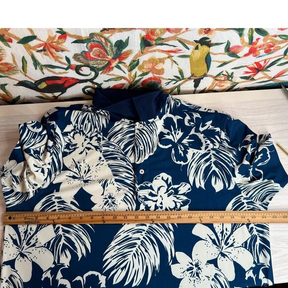 chubbies Light Weight Performance Golf Polo Hawaiian Print in Blue Men's XL - Picture 7 of 13